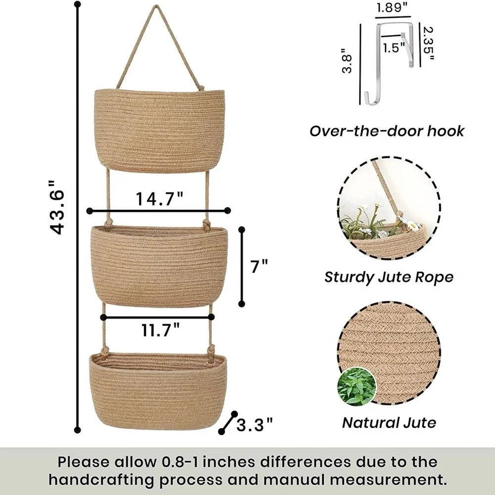 Sale - 3 layers hanging Cotton storage baskets